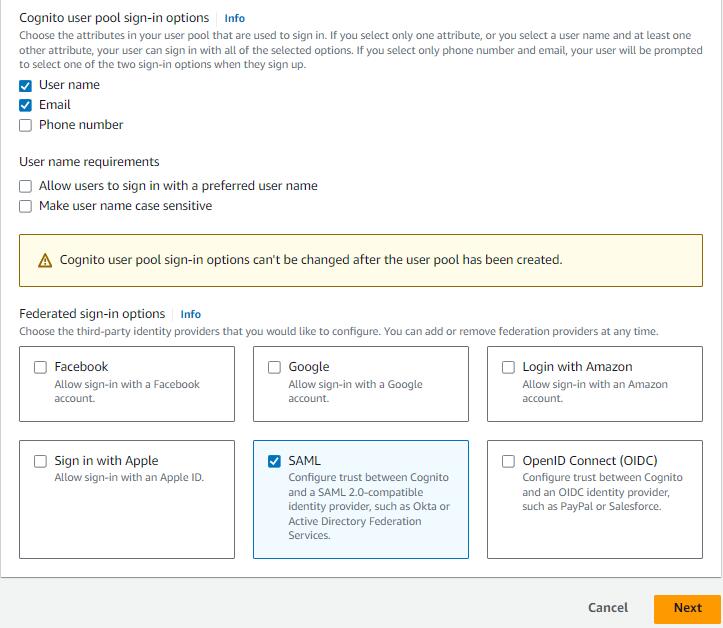 Screenshot of federated sign-in options.